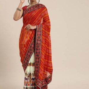 Daily Wear Georgette Saree (Deep Saffron)