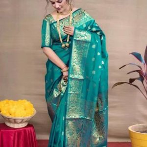 Banarasi Pure Silk, Art Silk Saree (Sky Blue)