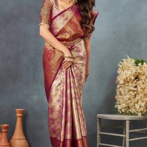 Banarasi Cotton Silk Saree (Redish Brown)