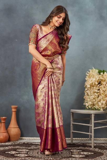 Banarasi Cotton Silk Saree (Redish Brown)