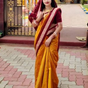 Narayanpet Cotton Silk, Cotton Blend Saree (Turmeric Yellow)